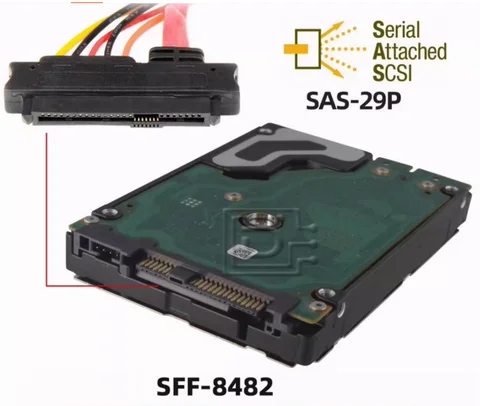 SAS — SATA SFF-8482 SAS 29-контактный удлинительный кабель для жесткого диска SATA 22Pin с 15-контактным портом питания SATA 15 см 30 см 1 м