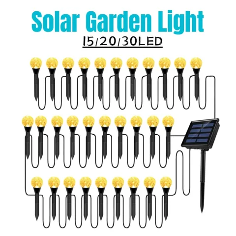 Солнечная гирлянда LED, черная, 15/20/30 светодиодов