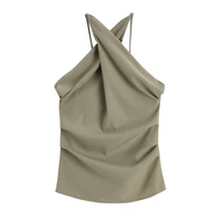 2022 new summer fashion lady tank camis elegant streetwear daily vest women tops black bean green