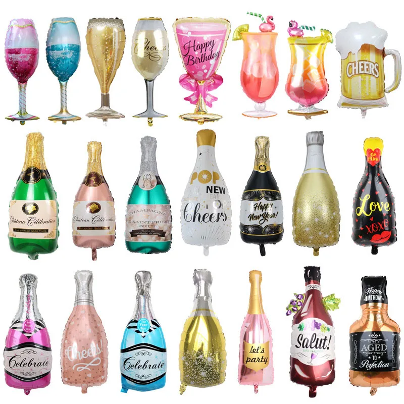 

Whisky Bottle Balloons Champagne Cup Balloons Wine Bottle Wine Glass Balloon for Birthday Party Wedding Dinner Decor Kids Toys