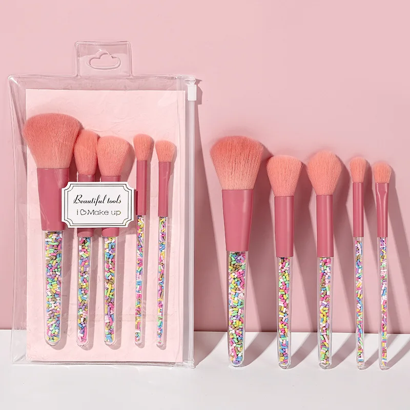 5Pcs/set Candy Color Makeup Brushes Set for Foundation Blush Powder Eyeshadow Kabuki Blending Beauty Makeup Brush Accessories