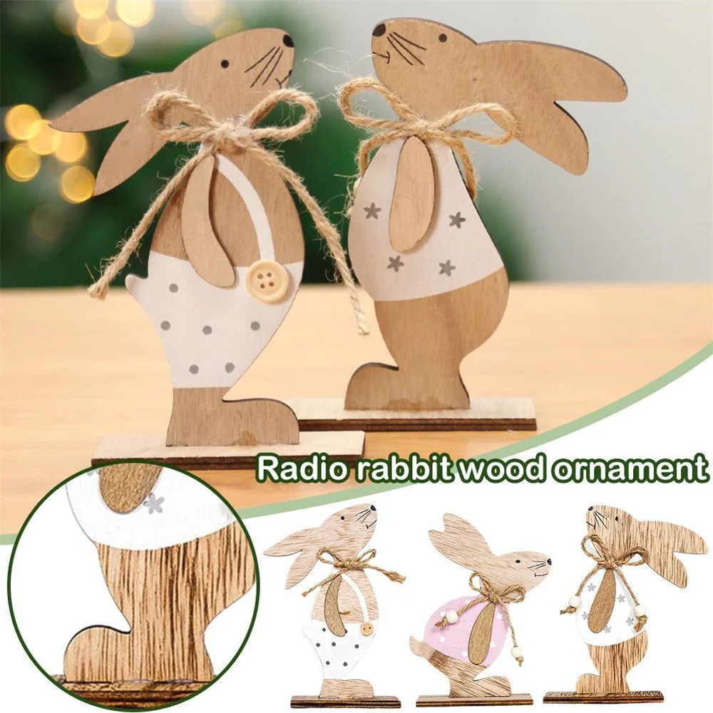 

Easter Wooden Rabbit Ornaments Nordic Style Wooden Home Bunny Craft Decorations Restaurant Hotel Party Festival Supplies Gift