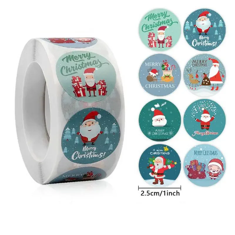 

500pcs Christmas Gift Stickers Decorative Sealing Sticker Merry Christmas Reward Self-adhesive Labels Children's Day Party