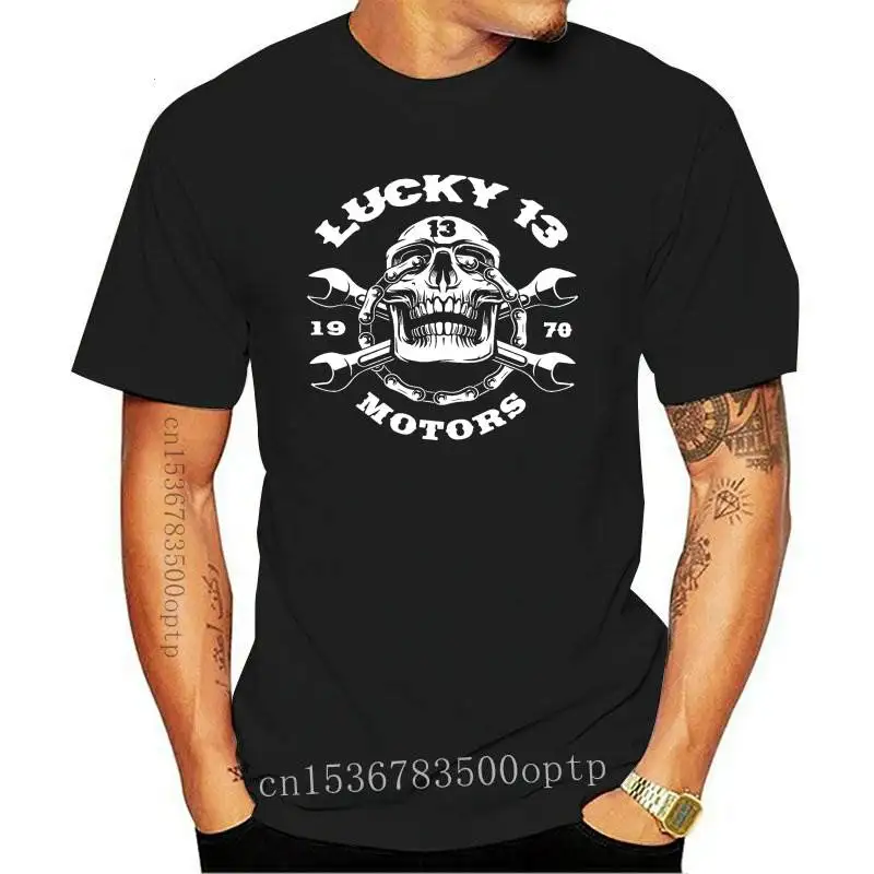 

Новая Байкерская футболка lucky 13 с черепом, мотоциклетная футболка Маленький до 5xl
