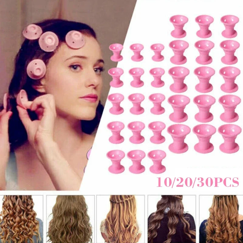 

10/20/set Soft Rubber Hair Care Rollers Silicone Hair Curler No Heat No Clip Hair Curling Styling DIY Tool for Curler Hair