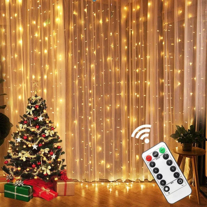 

6x3M LED Curtain String Lights Christmas Fairy Lights Garland For New Year 2024 Home Patio Party Wedding Home Outdoor Decoration