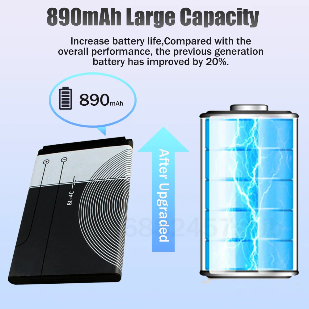 BL-4C BL4C BL 4C 3 7 V 890mAh литиевая аккумуляторная батарея для телефона Nokia 6100 6125 6136 6170 6300