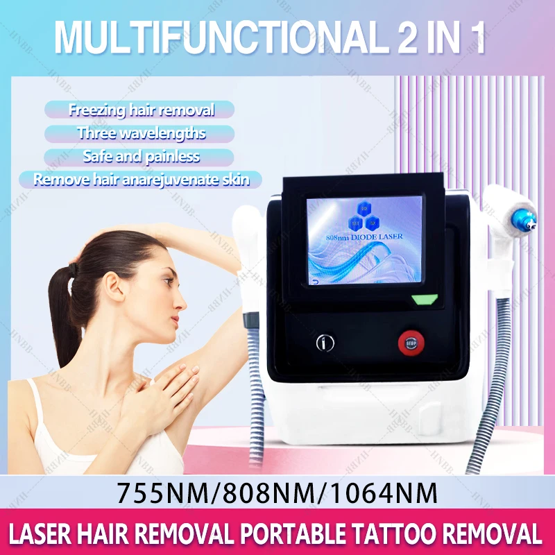 

Professional 2 in 1 808 Diode Laser Hair Removal Picosecond Laser Tattoo Removal Machine