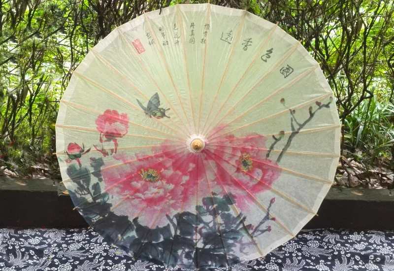 

Pink Peony Umbrella High Quality Waterproof Dancing Prop Festival Collection