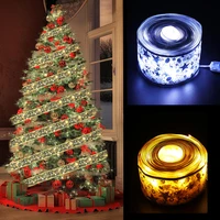 new 10m christmas ribbon with led lights xmas tree ornament fairy lights string ribbon bows lights wall window home decorations