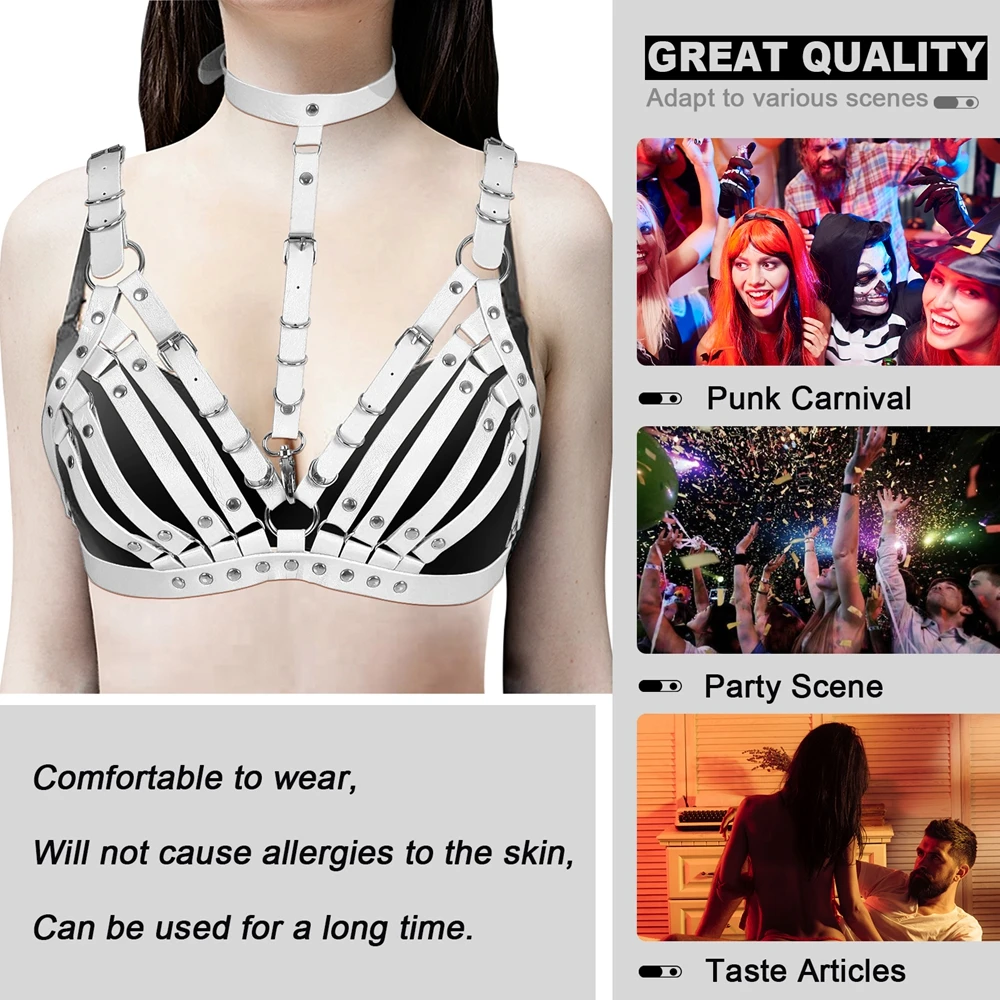 

Women's Solid Color Sling Adjustable Leather Lingerie Straps Halter Sexy Chest Sling Body Bondage Punk Gothic Garter