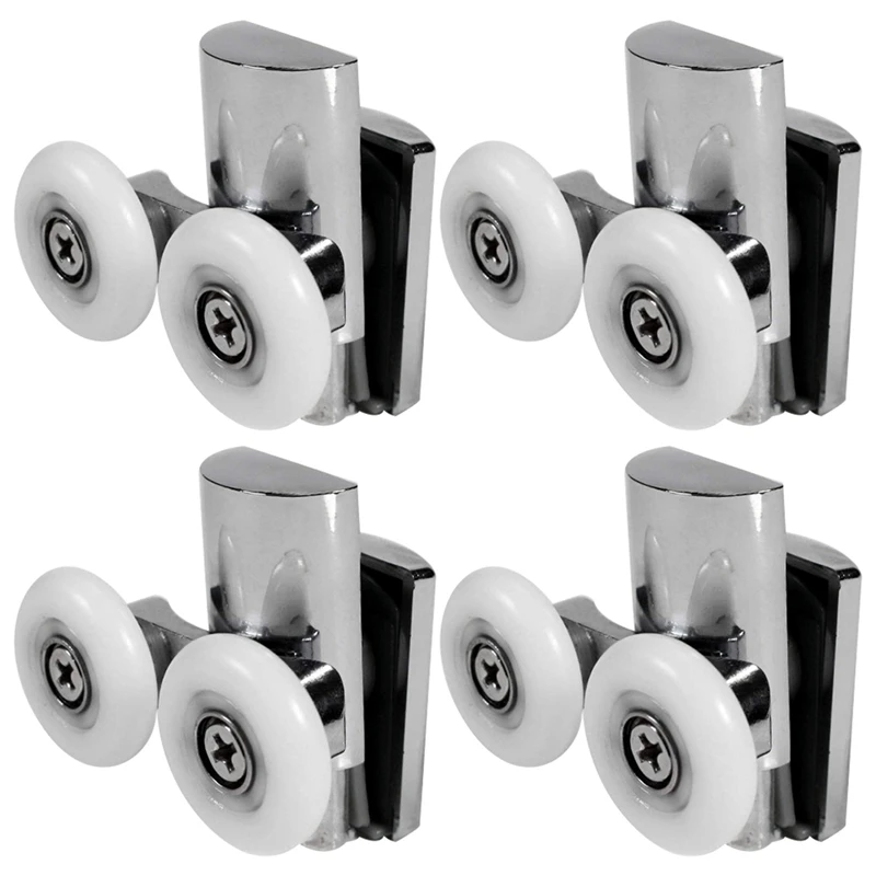 

4Pcs Shower Door Wheels 23Mm Shower Door Rollers Heavy Duty Zinc Alloy Dual Wheel For Both Flat Sliding Shower Doors