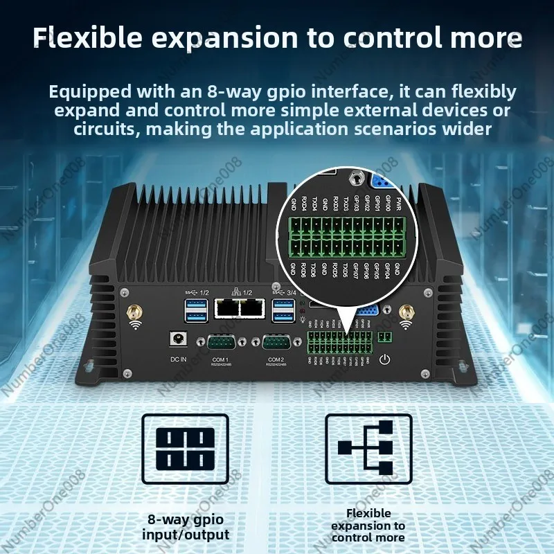 Фото Безвентиляторный встраиваемый промышленный ПК Core i7-8550U, 2 LAN, 4 COM, GPIO, мини-компьютер для автоматизации №3