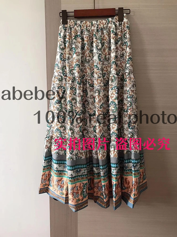 Юбка с цветочным принтом в богемном стиле трапециевидная юбка высокой талией и