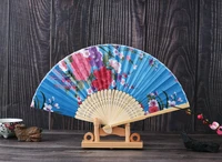 silk fan openwork print bamboo chinese pattern classic ornament silk vintage style home decoration ornament hand fan