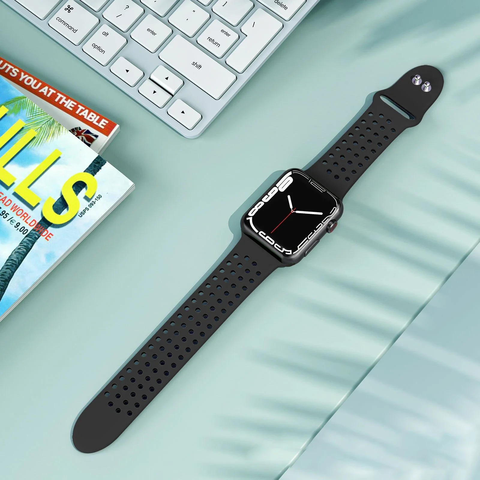 Silicone strap for apple watch band 49mm 44mm 45mm 42mm 40mm 41mm 38mm Double-stud style bracelet iwatch Series 6 7 se 8 ultra