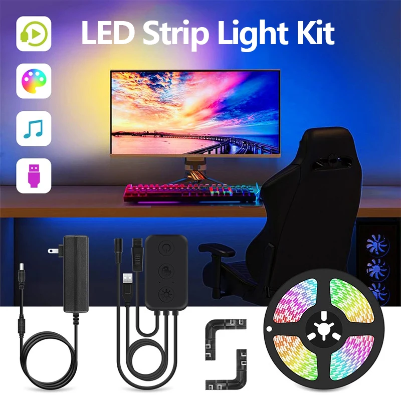 

Игровая Светодиодная лента для ПК, умный погружной RGB-светильник для монитора с функцией синхронизации музыки и создания атмосферсветильник, подсветка для Windows