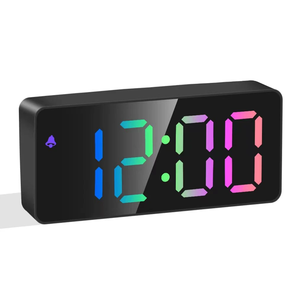 Rainbow Colored LED Digital Alarm Clock,Snooze, Adjustable V