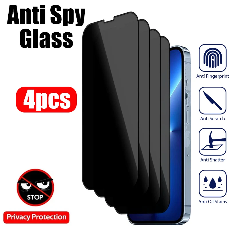 

Закаленное стекло с полным покрытием для iPhone X XS Max XR 13 12 Mini 13 14 12 11 Pro 6 6s 7 8 Plus, 4 шт.
