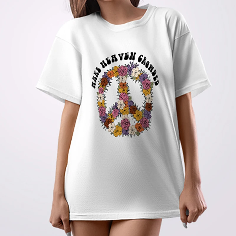 

Cross and Flower Painting Graphic T-Shirts Women Clothing Summer Trend Short Sleeve Y2k Tops Oversized Custom T Shirt Casual Tee