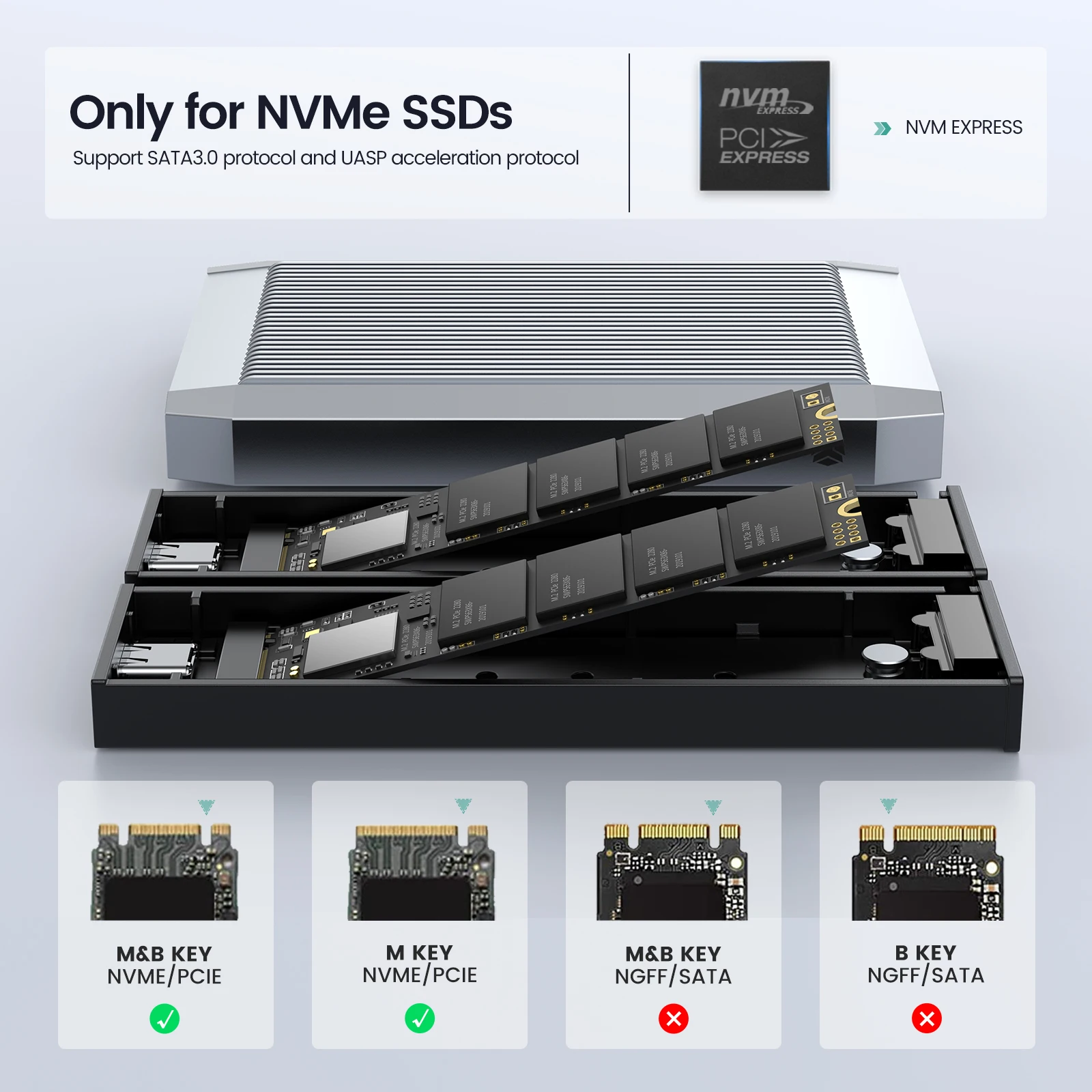 Фото Корпус Yottamaster, USB C NVMe SATA, 10 Гбит/с, 8 ТБ макс. №3