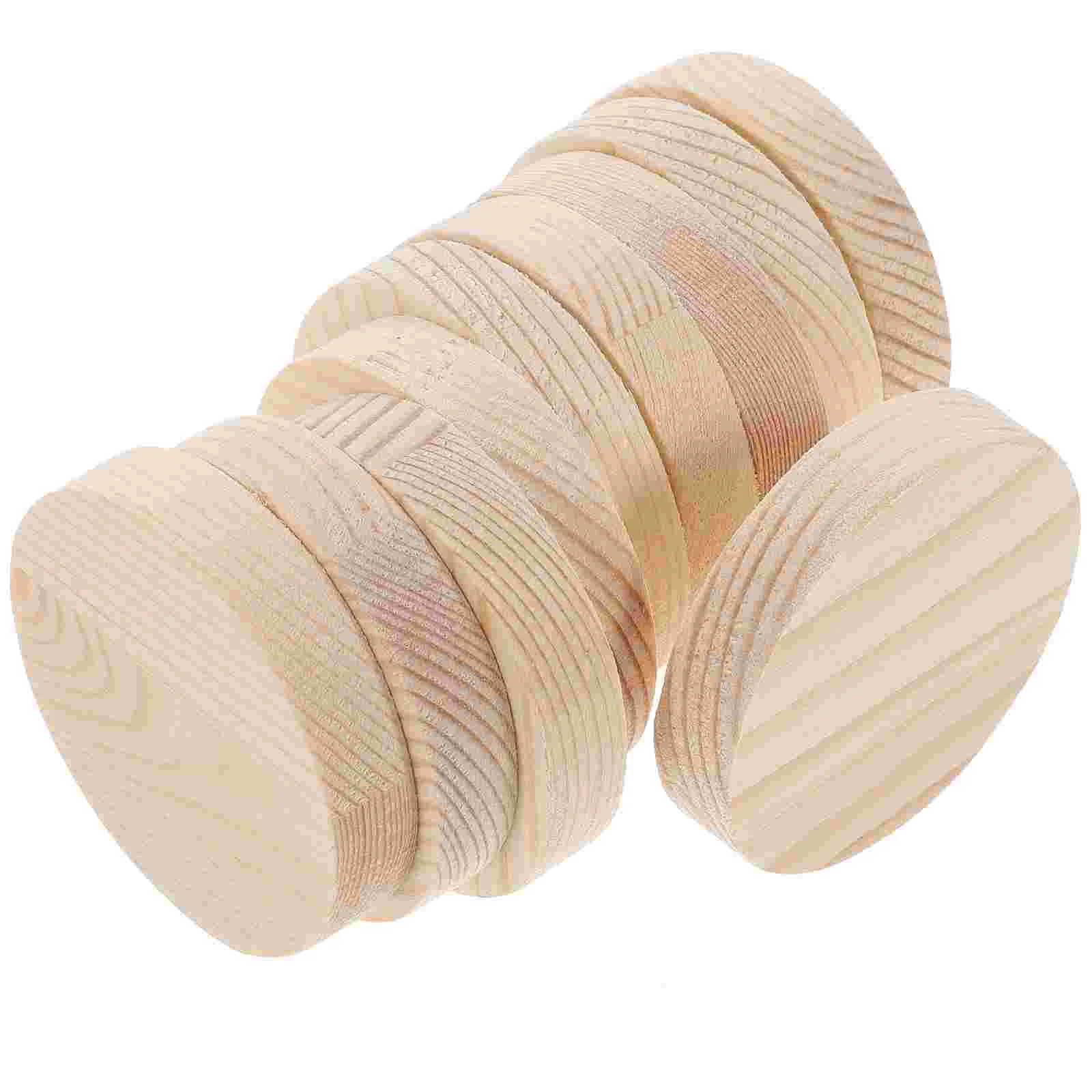 

10 PCS Wooden Sign Hand Painting Hubs Childrens Crafts Plate Bamboo Round Placemat