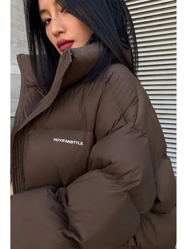 Autumn Winter Fashion Stand Collar Zipper Parka Short Coats Women 2022 Fashion Warm Cotton Warm Casual Outwear Streetwear