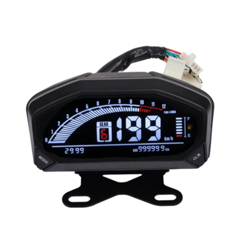 Universal Motorcycle LED LCD Speedometer Digital Odometer Tachometer 12000 RPM Meter for 1 2 4 Cylinders |