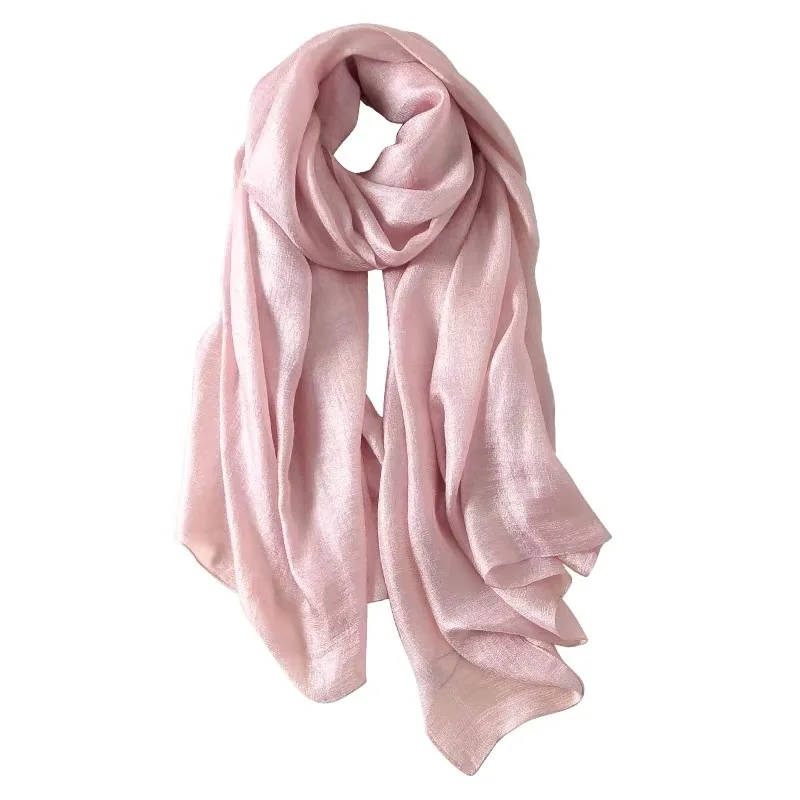 

2023 new linen long sunscreen beach towels shawls cotton linen solid color scarves pearl gift scarves female