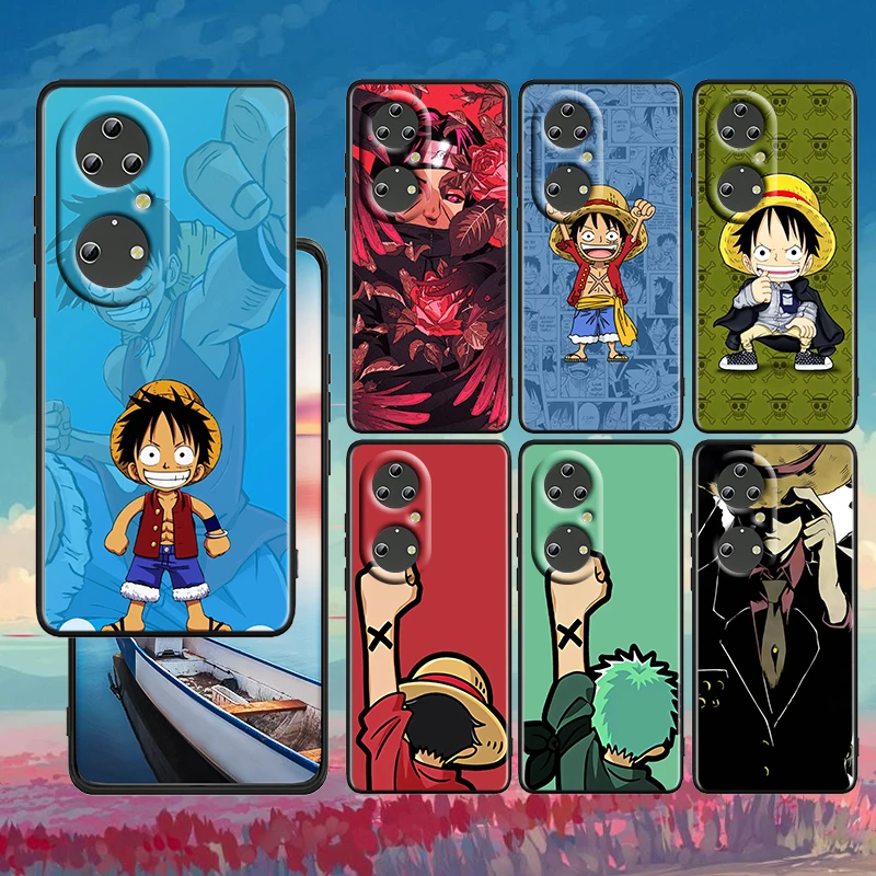 

Cartoon One Piece Anime For Huawei P50 P40 P30 P20 Lite 5G Pro Nova 5T Y9S Y9 Prime Y6 2019 Black Soft Silicone Phone Case