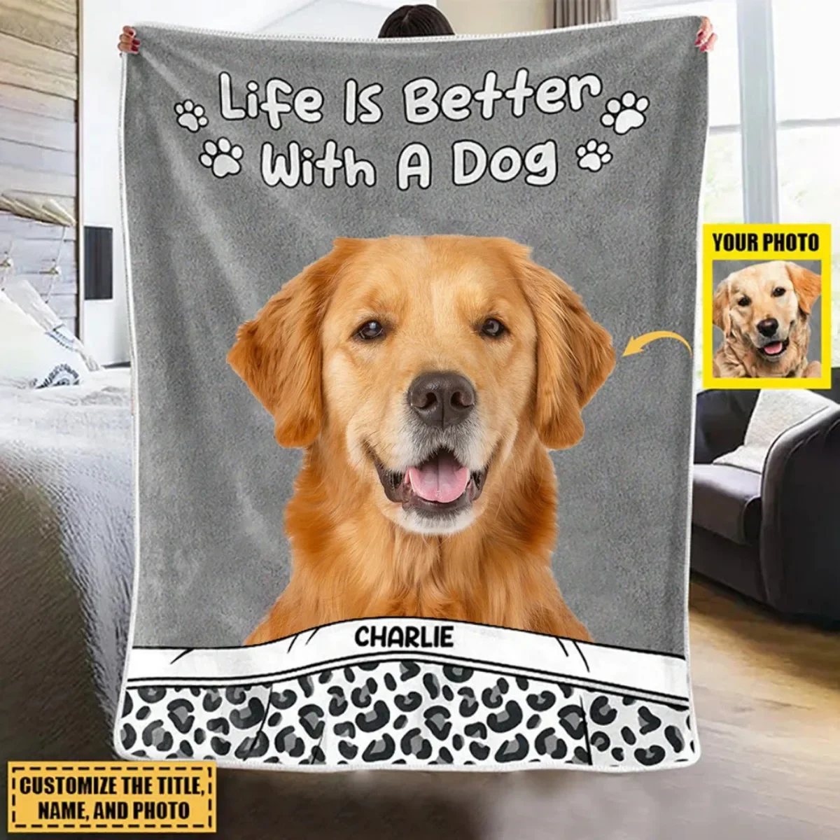 Одеяла KACISSTY Golden Retriever Life Is Better с фланелевым одеялом принтом собаки одеяла
