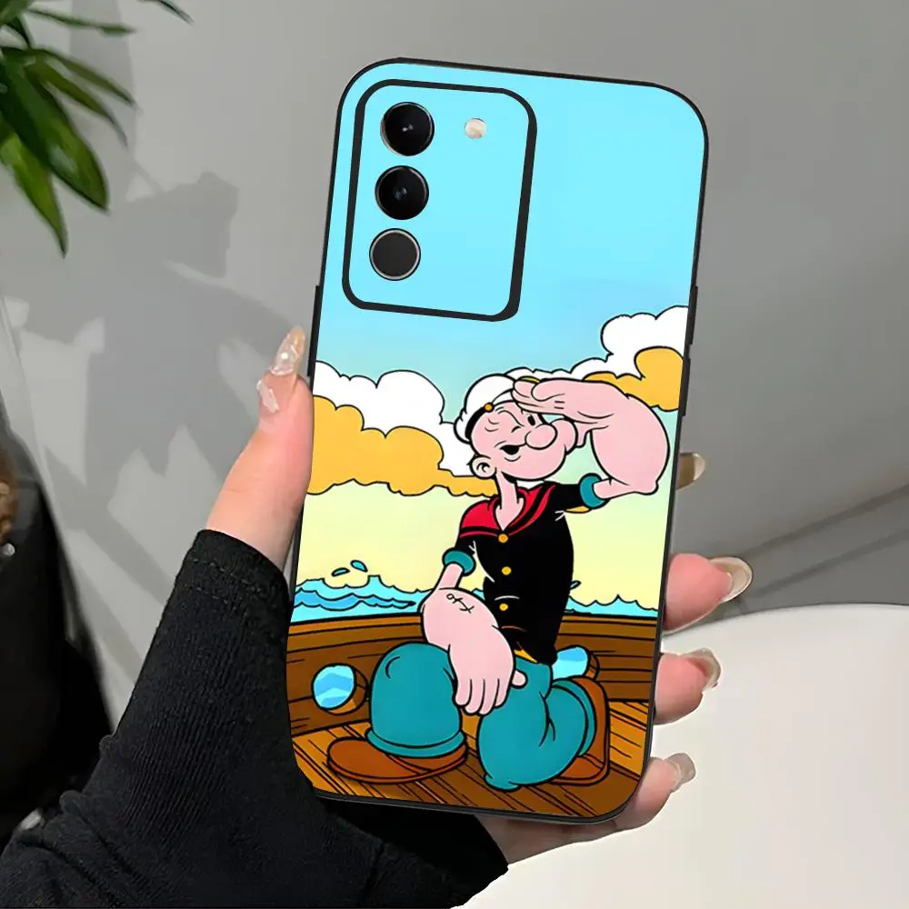 Фото Чехол для телефона C-Cartoon P-Popeyes, черный, мягкий для Samsung S25 S24 Ultra 23 Fe 22 Plus Galaxy A54 A55 A16 A13 A24 A15 A25 №5