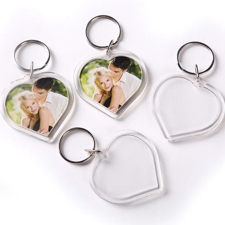 

50Pcs Clear Acrylic Photo Keychain Many Shapes Blank Diy Picture Frames Insertable Photo or Ads Useful Key Ring