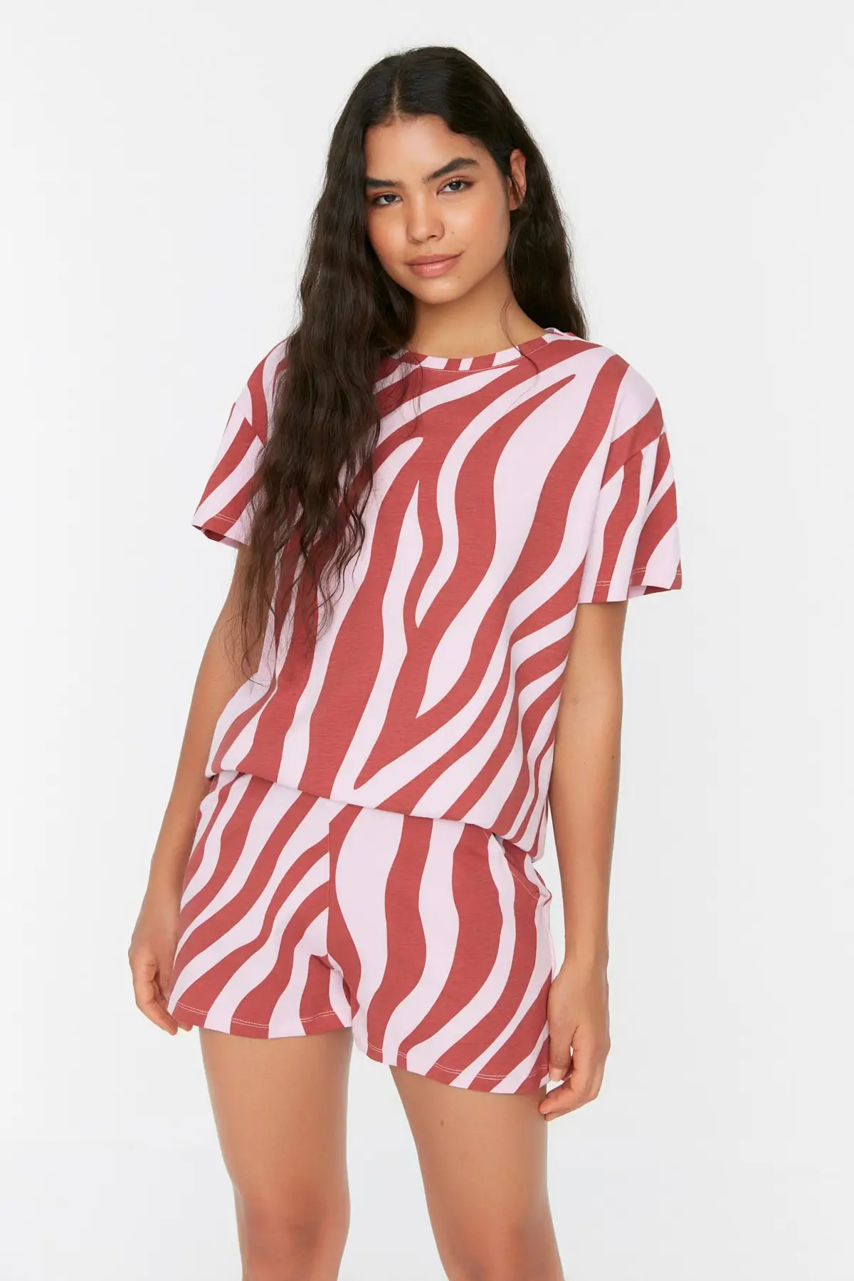 

Women's Pajamas Pink Zebra pattern Knitted Sleep Lounge Pajamas Nightwear Nightwear Nightwear Nightwear Casual Home Clothing