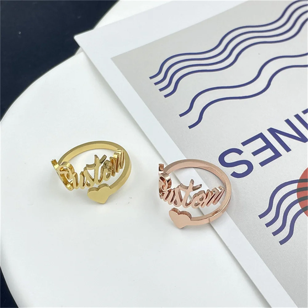 

Men and Women Custom Name Ring Adjustable Personalized Customized Ring Charm Couples silver/Rose Gold Stainless Steel Jewelry