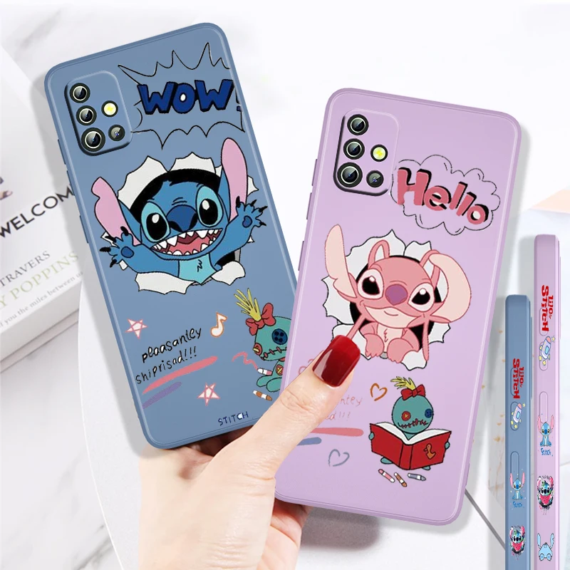 

Stitch Cartoon Disney Art For Samsung A73 A71 A53 A51 A31 A21S A52 A32 A22 A13 A12 A50 A30 A20 A03S Liquid Left Rope Phone Case