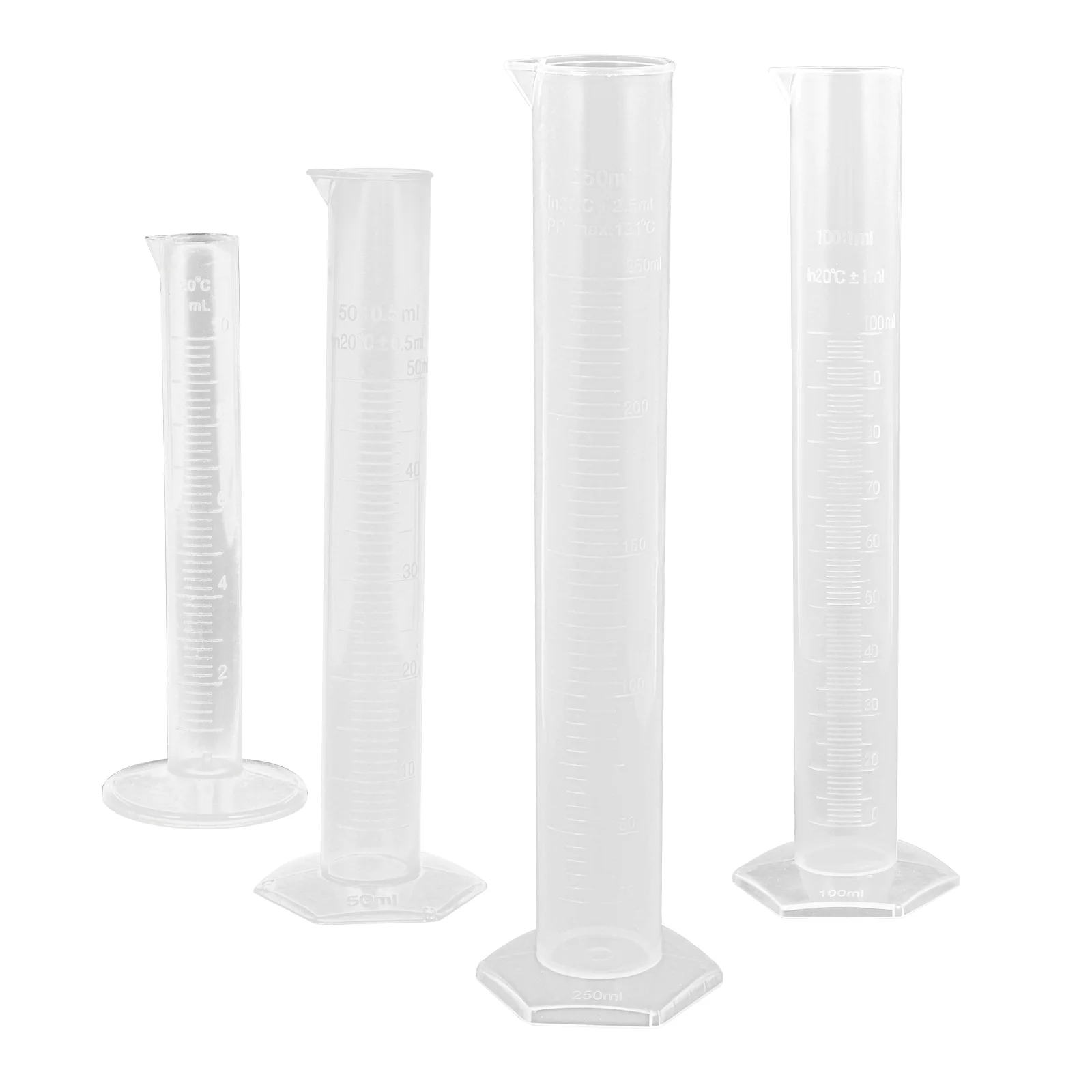 

4pcs Hexagonal Base Plastic Measuring Test Tubes Measuring Cylinder for Labs