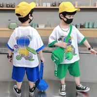 teenage childrens clothing boys summer suit baby short sleeve t shirt pants two piece set 2022 new childrens clothes set 3 12y