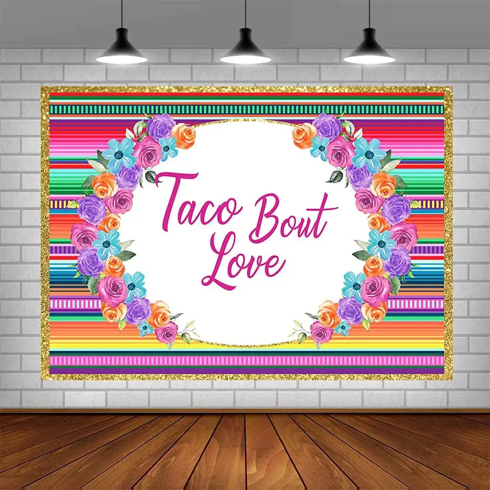 

Mexican Bridal Shower Photography Backdrop Colorful Stripe Flowers Background Fiesta Wedding Favors Party Decorations Banner