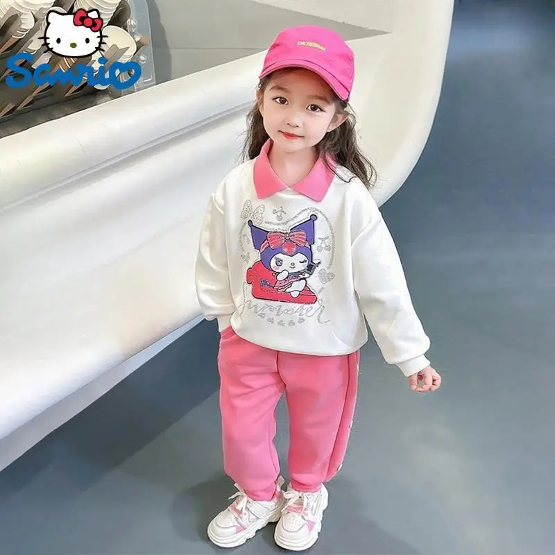 

Sanrio Anime Kuromi Kawaii Toddler Baby Boys Girl Fall Clothes Sets Kids Sweatshirt Tops Pants 2pcs Suits Pullover Sportswear
