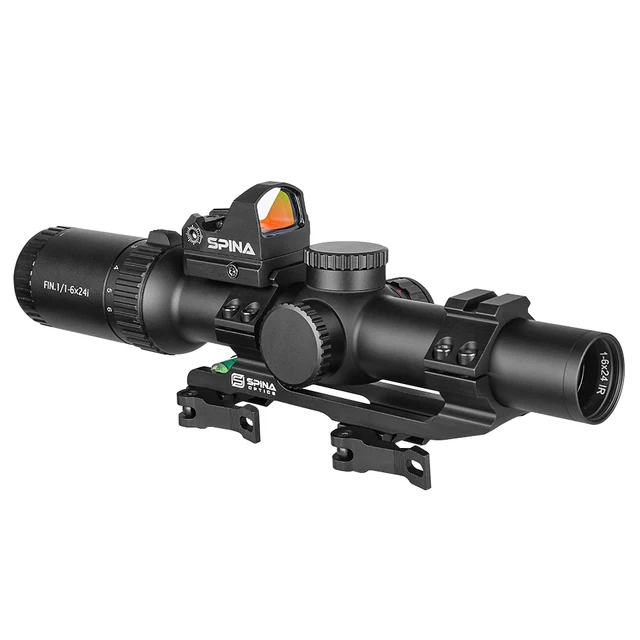 

Оптический прицел SPINA Optics 1-6x24 WA, Компактный Инфракрасный точечный прицел с двойным креплением QD, с красной и зеленой подсветкой