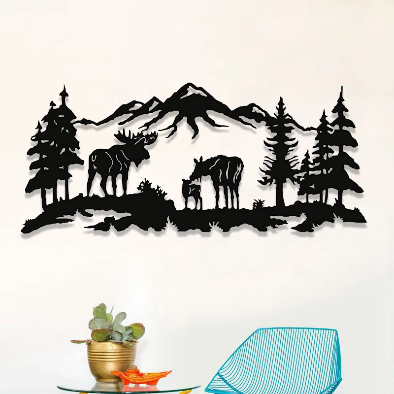 

Room Decor Aesthetic Deer Family In Forest Wall Decoration Painting Decorative Item Optional Sizes Hang On Room Wall