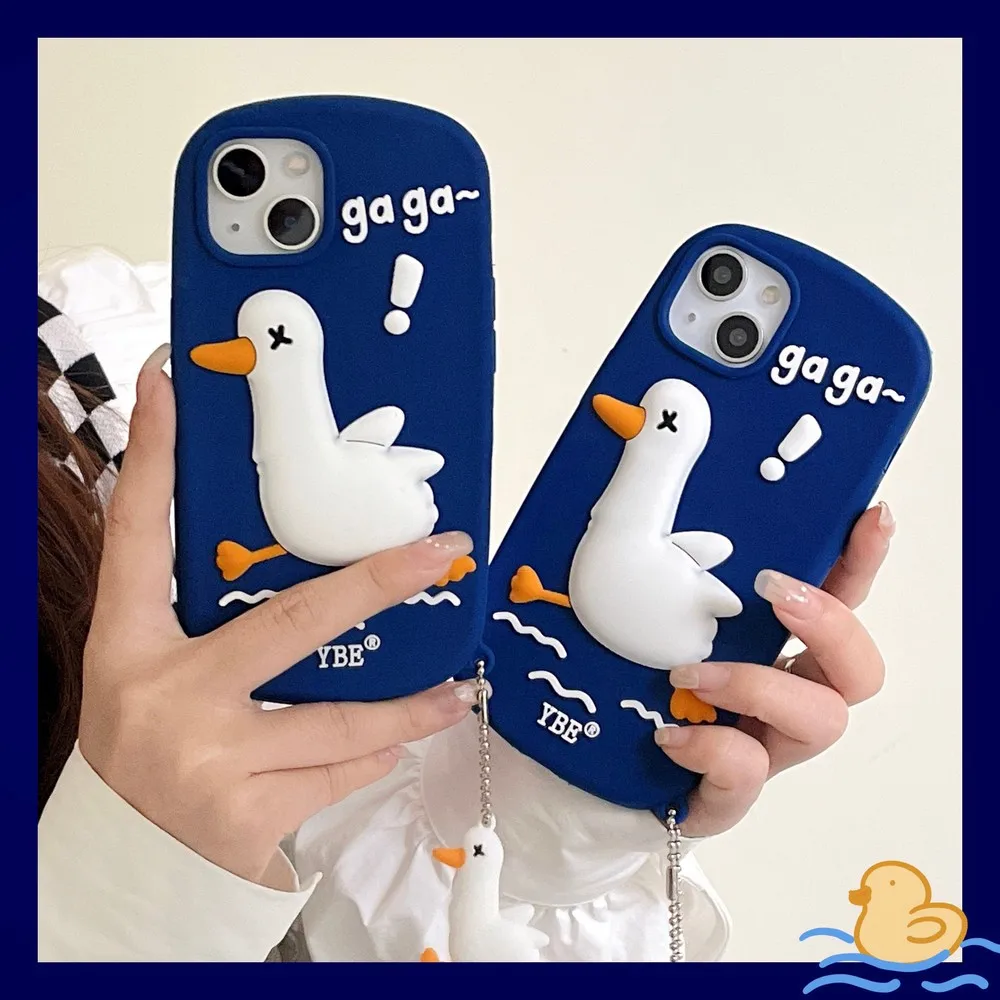 

3D Cartoon Duck Pattern With Pendant Case for iPhone 12Pro 12 11ProMax 11 13ProMax 13Pro 13 XS X XR XSMAX 7 8Plus Soft Shell