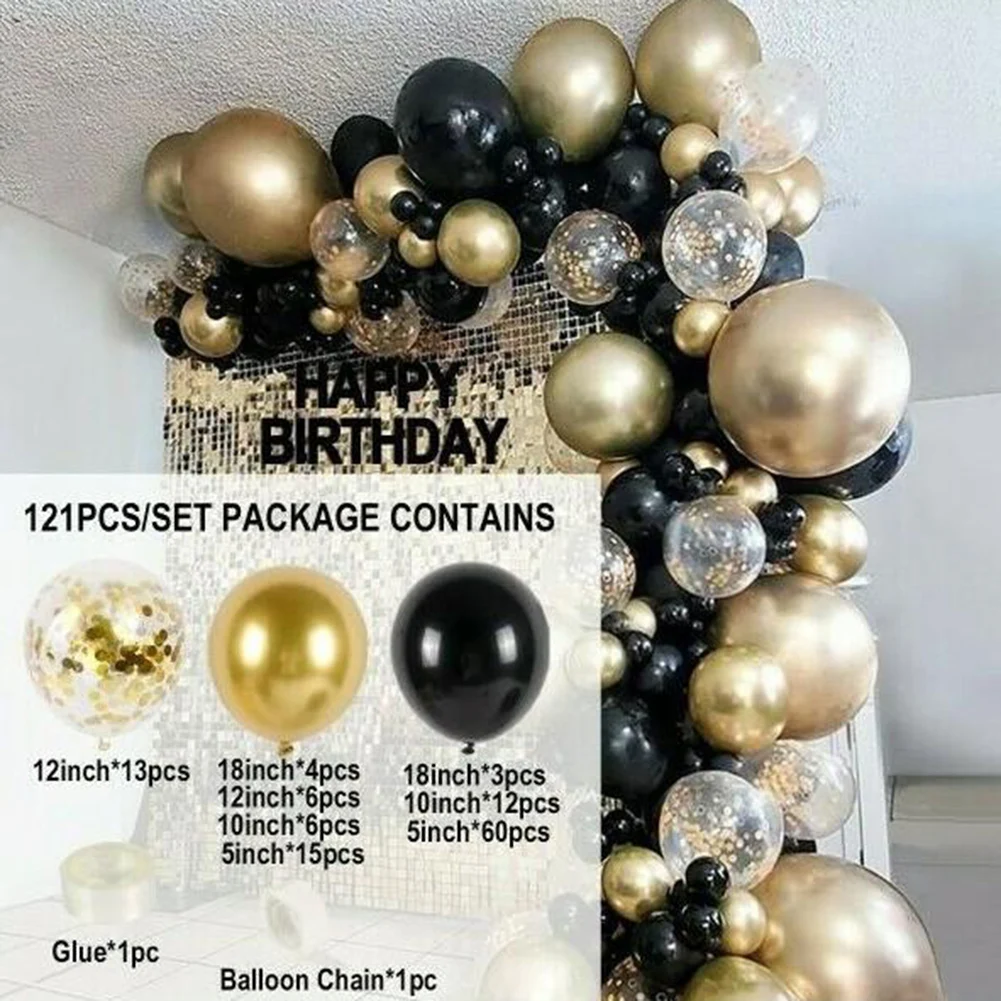 

121pcs Black Gold Balloon Garland Arch Kit Set Baby Shower Birthday Wedding Party Decor Balloons Garland Arch Kit Decor