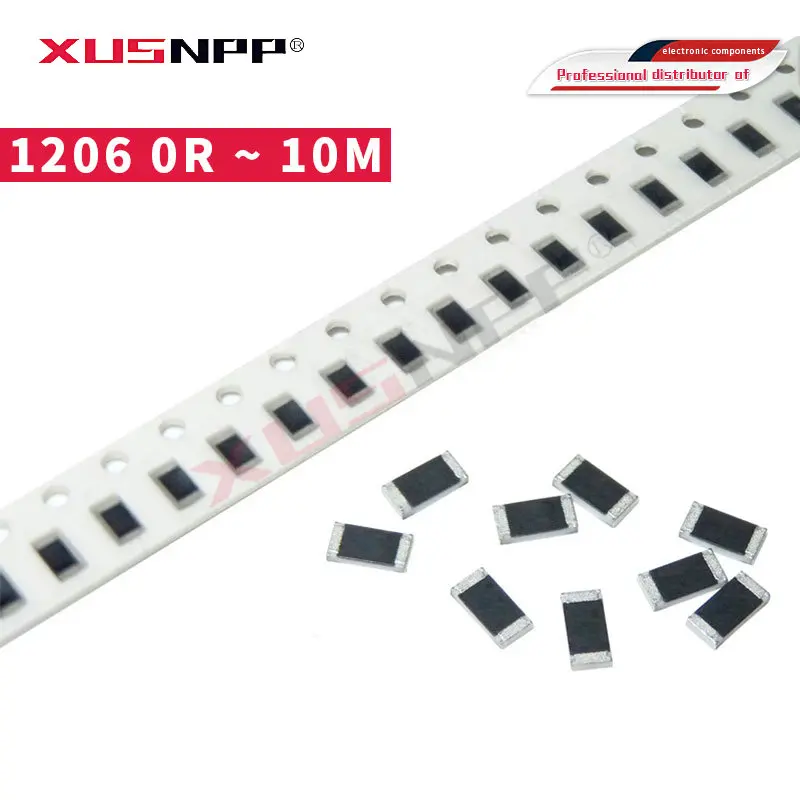 

100 шт., SMD резистор 1206, 0R ~ 10M 1/2W 0 1 10 100 150 220 330 Ом 1K 2,2 K 10K 100K 0R 1R 10R 100R 150R 220R 330R