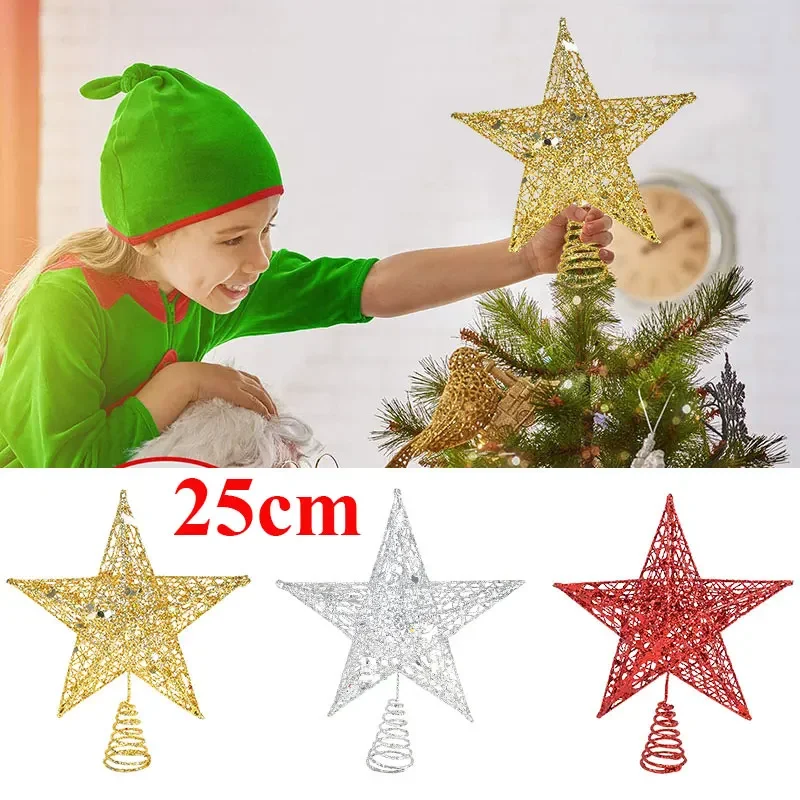 25 см большой золотого и серебряного цвета с блестками Рождественская Елка Топ