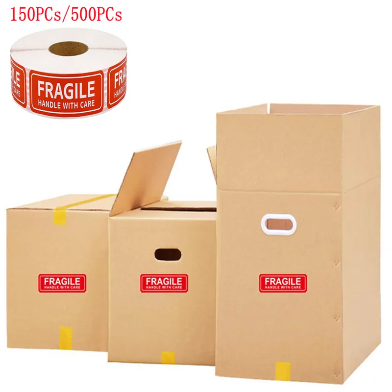 

Этикетки предупреждающие красные хрупкие, 150/500 шт.