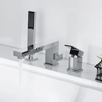 chrome deck mount bathroom bathtub faucet set with handheld tub faucet hot cold water mixer bath faucet bathtub tap