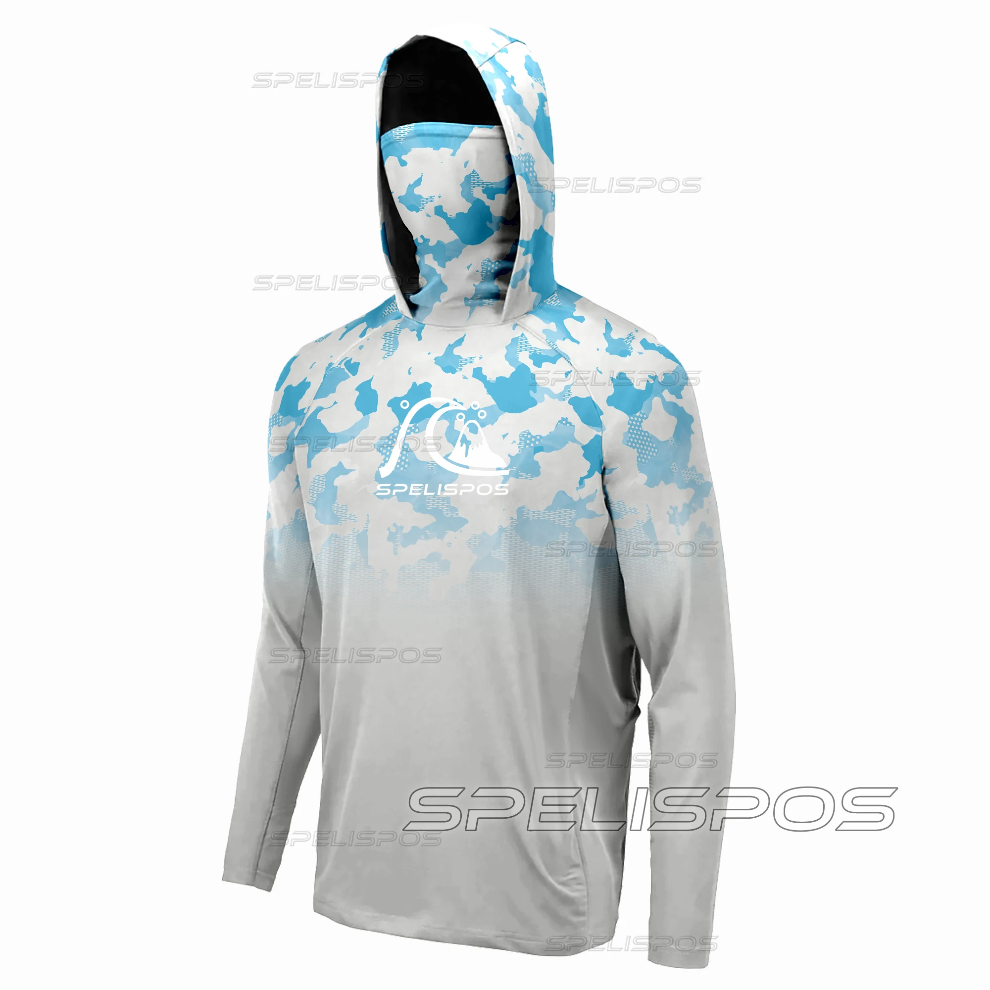 

SPELISPOS Fishing Hoodies Sun Anti-UV UPF50+ Mask Summer Surf Shirt Fish Tops Kit Hiking Jersey Hooded Angling Running Wear Cap