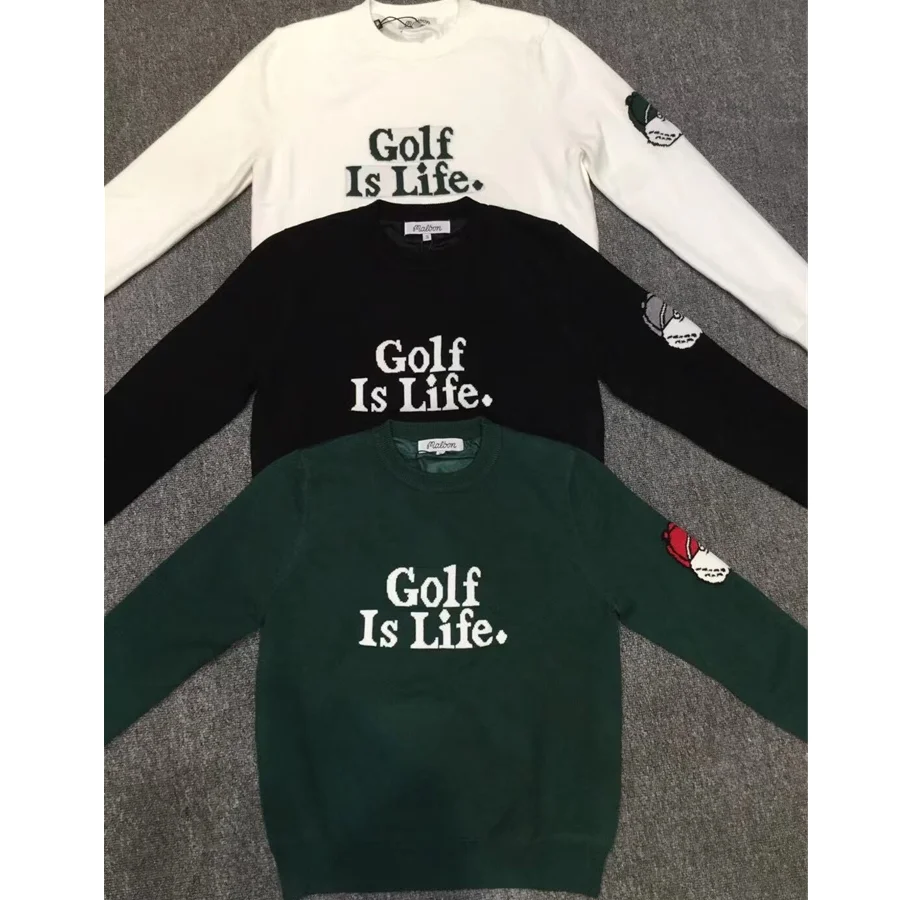 

New autumn and winter golf men's knitted long sleeve sweater soft fabric warm comfortable outdoor sports casual sweater